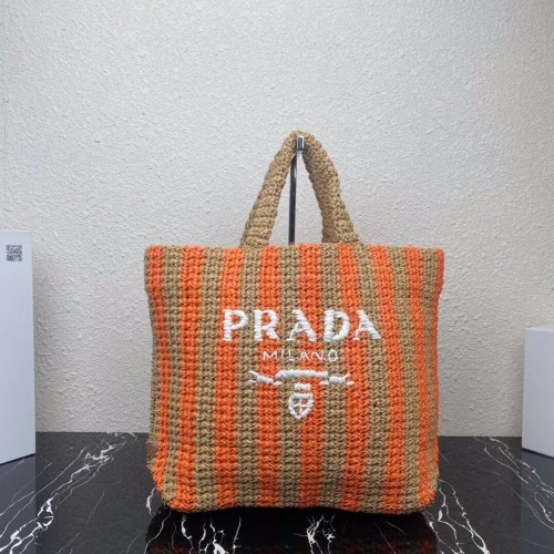 Geantă tote Prada Raffia 1NE229 portocalie
