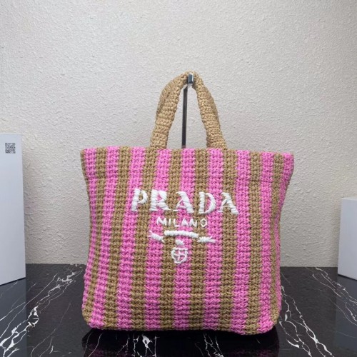 Geantă tote Prada Raffia 1NE229 roz