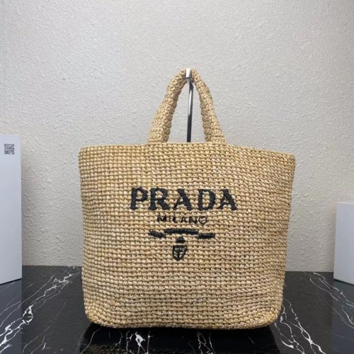 Geantă tote Prada Raffia 1NE229 bej