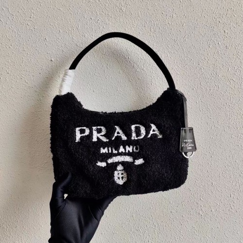 Geantă mini Prada Re-Edition 2000 din țesătură terry 1NE515 neagră