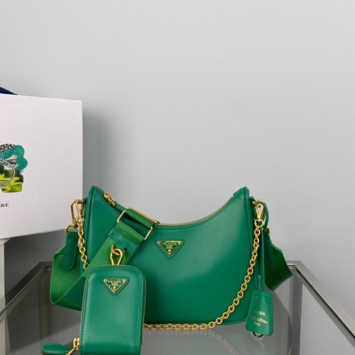 Geantă de umăr Prada Re-Edition 2005 Saffiano 1BH204 verde
