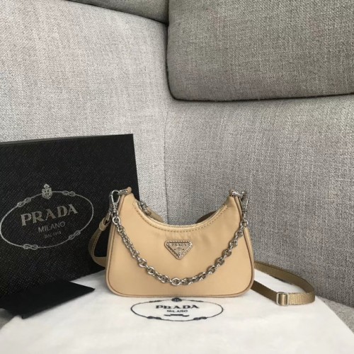Geantă de umăr mini Prada Re-Edition 2005 din nylon 1BH203 caisă