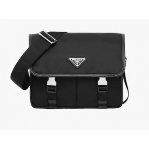 Geantă de umăr Prada Re-Nylon și piele Saffiano 2VD769 neagră