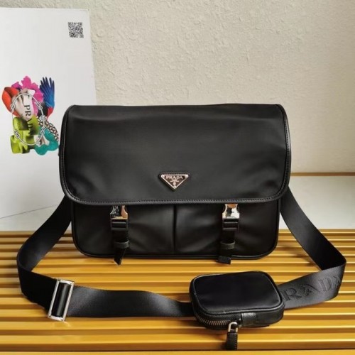 Geantă de umăr Prada Re-Nylon și piele Saffiano 2XD770 neagră