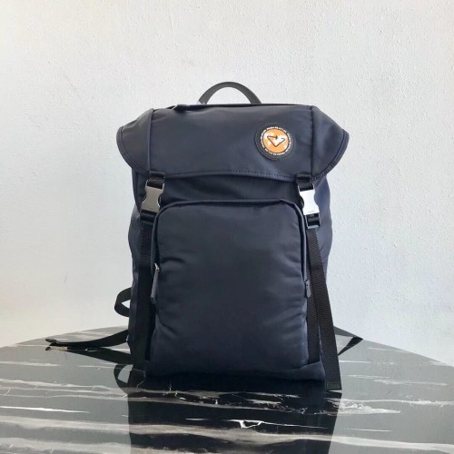 Rucsac Prada Re-Nylon 2VZ135 negru și portocaliu