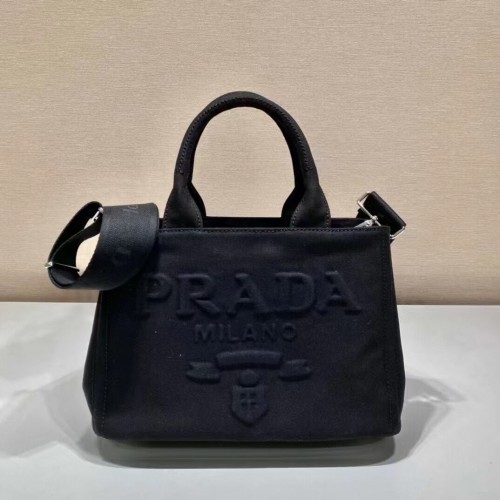 Geantă tote din pânză Prada 1BA499 neagră