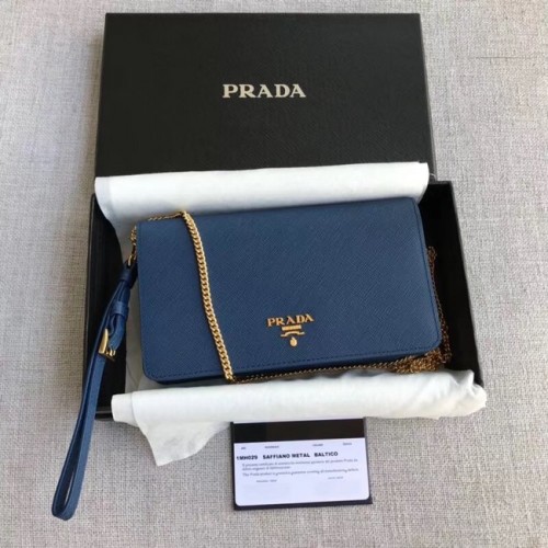Geantă mini Prada Saffiano din piele 1HZ029 albastră