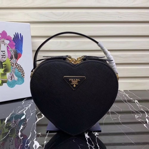 Geantă Prada Saffiano Original din piele cu inimă 1BH144 Negru