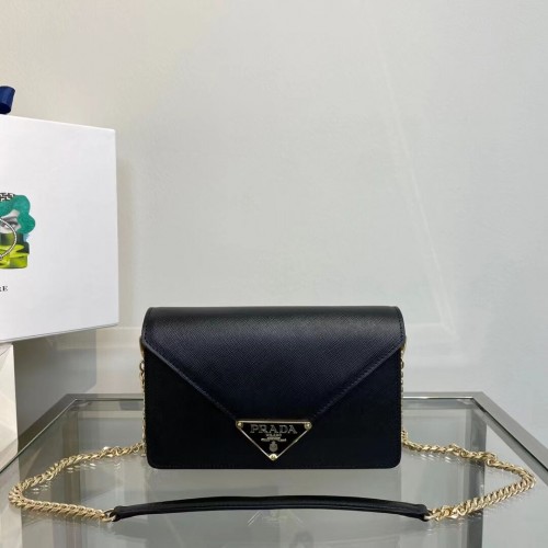 Geantă de umăr Prada Saffiano Identity 1BM318 neagră