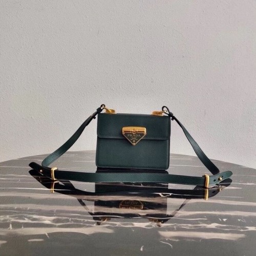 Geantă Prada Symbole din piele Saffiano 1BD270 verde negricios
