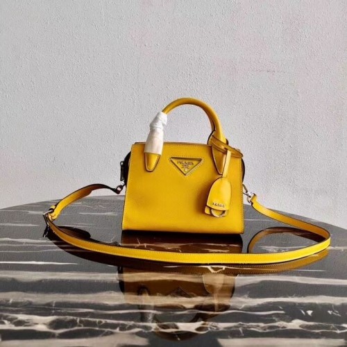 Mini-geantă Prada Saffiano din piele 2BA269 galbenă