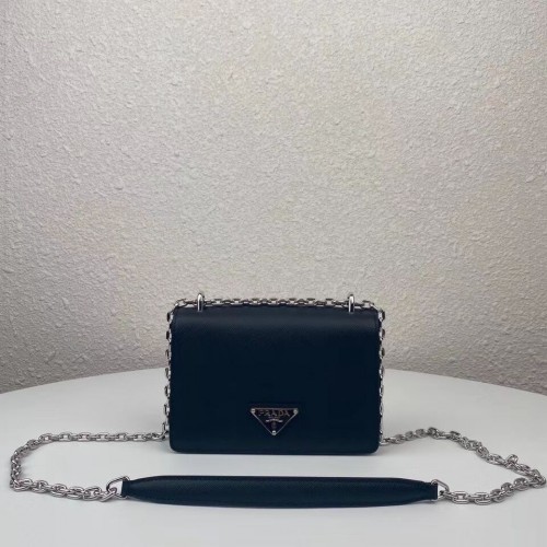 Geantă de umăr mini Prada Saffiano din piele 2BD032 neagră