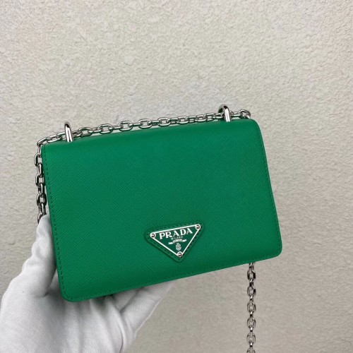 Geantă de umăr mini Prada Saffiano din piele 2BD032 verde