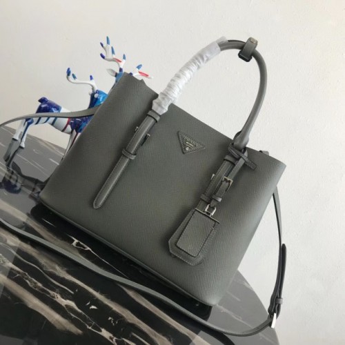 Geantă tote din piele originală Prada Saffiano BN2838 Kaki