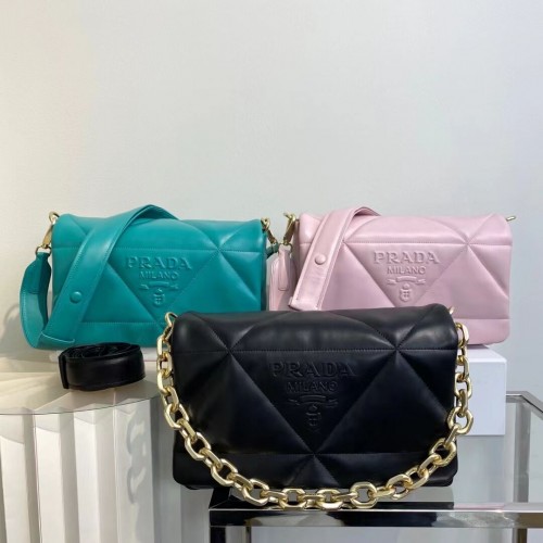 Geantă de umăr Prada System Padded din piele de oaie originală 1AD306