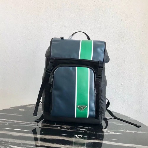 Rucsac Prada din material tehnic și piele 2VZ135 negru și verde