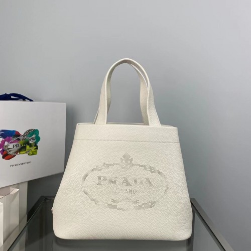 Geantă tote din piele Prada 1AG833 albă