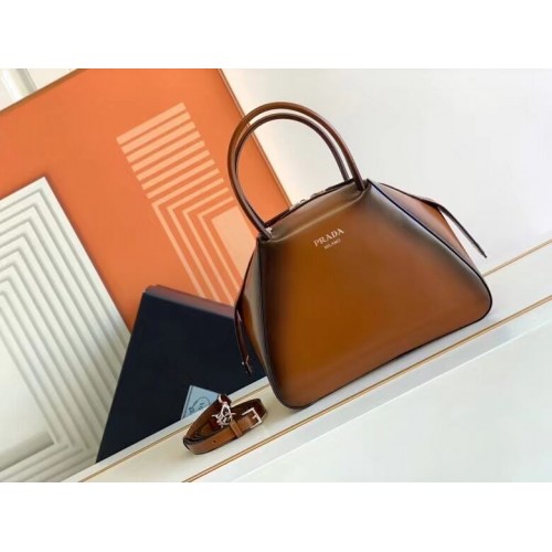 Geantă tote din piele Prada 1BD663A caramel