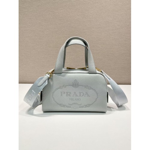 Geantă tote din piele Prada 1DH770 albastru deschis