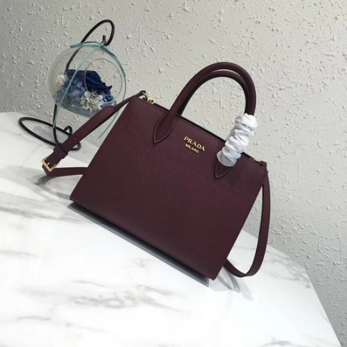 Geantă Prada Saffiano Lux Tote din piele originală BN4458 Vin