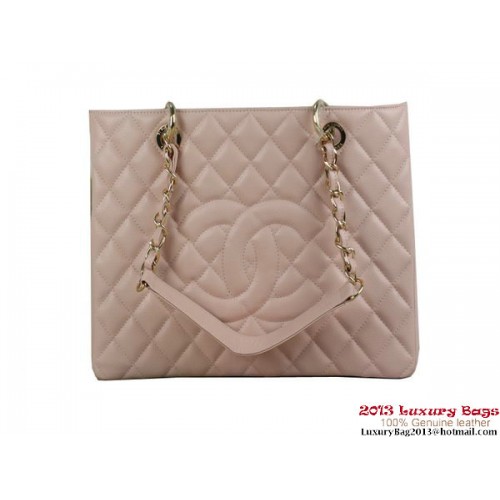Geantă de umăr din piele Replica Chanel A50995 roz originală Cannage, aurie