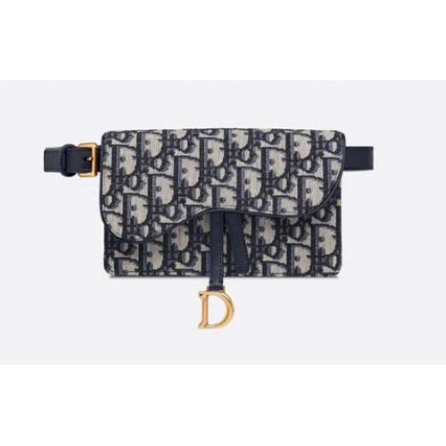 PUNGĂ CUREA SADDLE Albastră Dior Oblique Jacquard S5619C