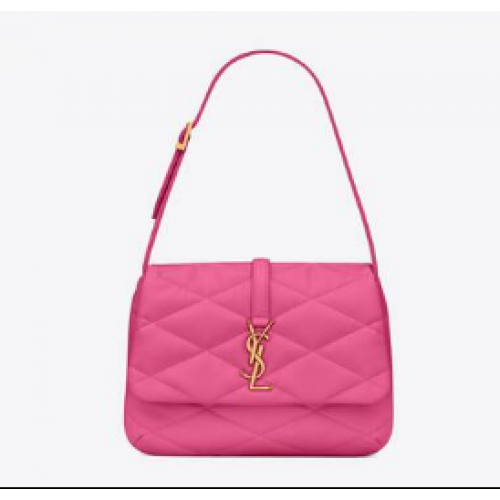 SAINT LAUREN LE 57 HOBO GEANTĂ DE UMĂR DIN PIELE DE MIEL MATLASATĂ 698567 RUJ FUCSIA