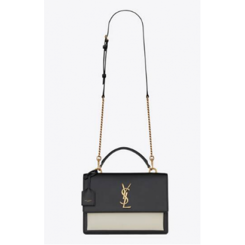 MÂNER MEDIU SAINT LAUREN SUNSET DIN PIELE NETEDĂ 634723 NEGRU