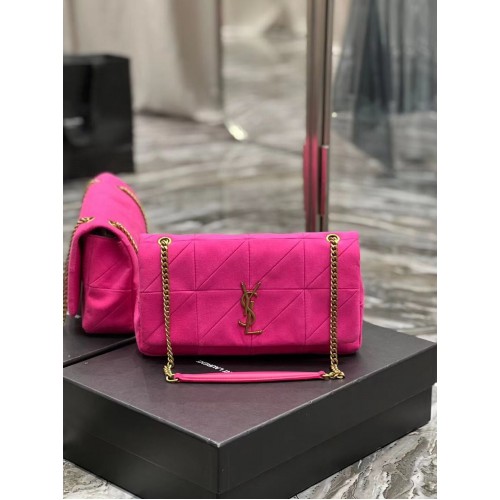 GEANT MEDIU SAINT LAURENT JAMIE CARRE RIVE GAUCHE DIN PIELE DE MIEL ȘI PIELE DE VELOZ 515821 ROSE