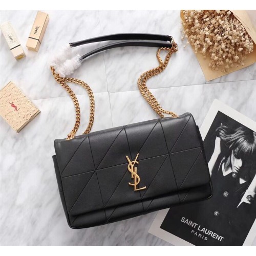 SAINT LAURENT Geantă de umăr din piele cu monogramă Jamie 2833 neagră