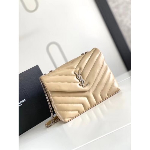 SAINT LAURENT LOULOU MIC DIN PIELE MATELASSE 494699 FILDEȘ NATURAL&ARGINT ANTIC