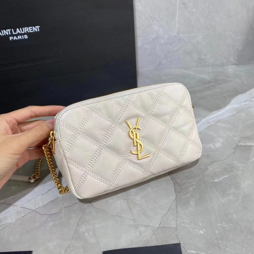Portofel Saint Laurent cu lanț monogram din piele 655941 alb