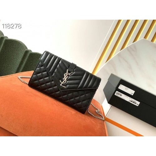 PORTOFEL SAINT LAURENT MONOGRAM DIN PIELE MIX MATELASSE GRAIN DE POUDRE ESTAMPATA 620280 BLACK&SILouis VuittonER