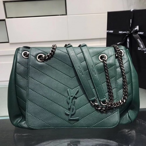 SAINT LAURENT Geantă de umăr medie din piele Nolita 61877 verde