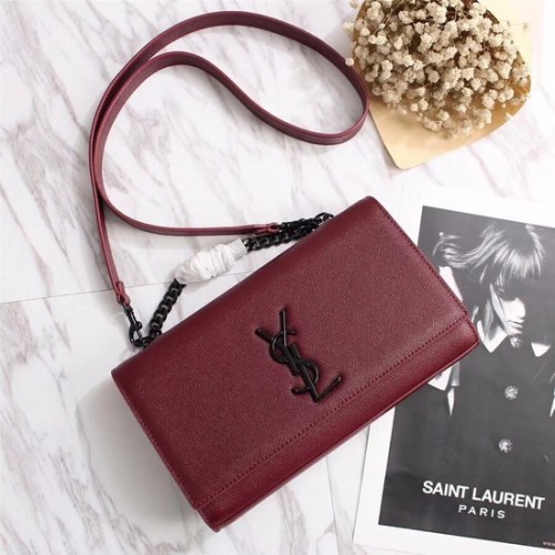 SAINT LAURENT Geantă crossbody din piele Monogram Kate 26806 Burgundy