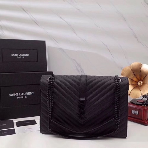 Geantă de umăr din piele SAINT LAURENT 392745 neagră și accesorii în nuanțe de negru