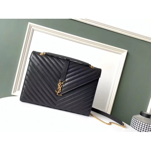 Geantă de umăr din piele SAINT LAURENT 392745 cu accesorii negre și aurii