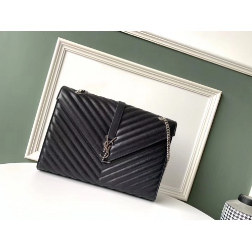 Geantă de umăr din piele SAINT LAURENT 392745 cu accesorii negre și argintii