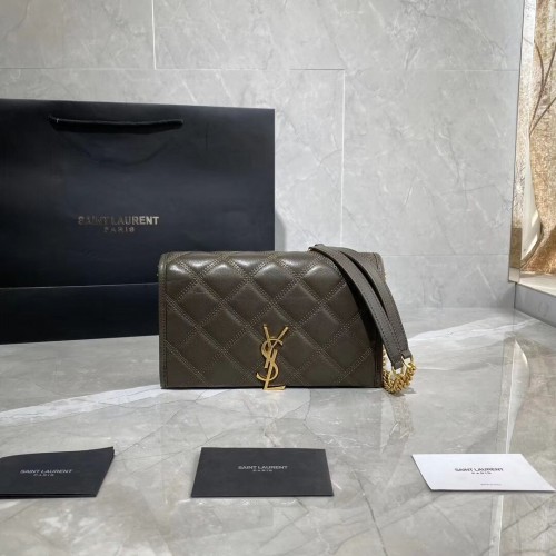 Geantă de umăr din piele SAINT LAURENT Y585031 gri