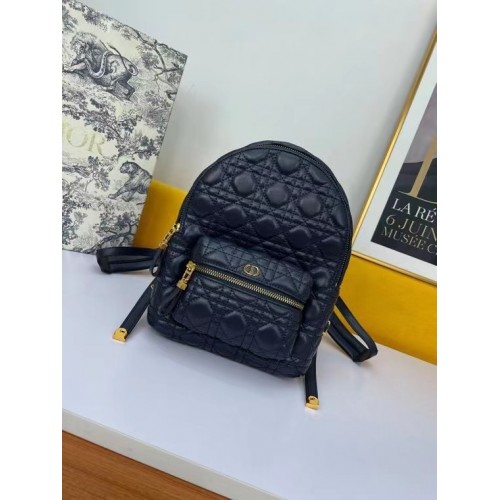 RUCSAC MIC DIOR Cannage Lambskin M9222U albastru închis