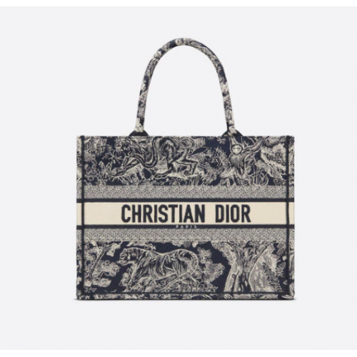 ȘOC DE CARTE DIOR MIC Albastru Toile de Jouy Broderie Reversă M1296Z