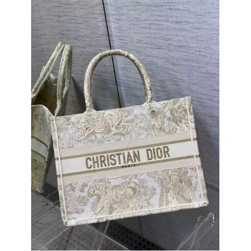 GEANTĂ DIOR MICĂ BOOK TOTE Broderie C1287-8 crem