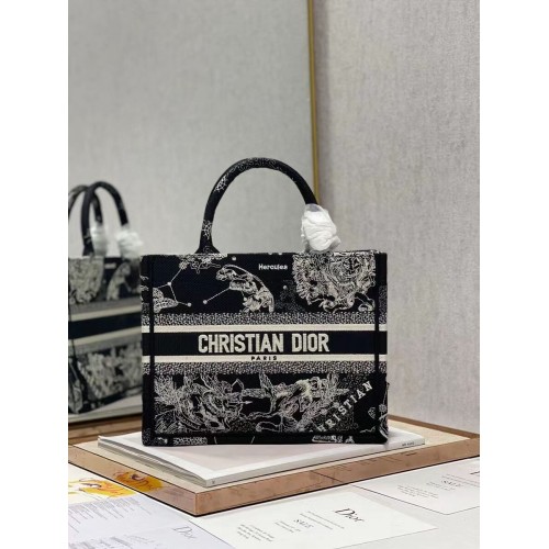 PUNGĂ DIOR MICĂ BOOK TOTE Broderie C1331-9 neagră
