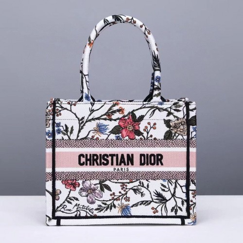 Geantă mică DIOR BOOK TOTE cu broderie multicoloră Mille Fleurs M1297ZW