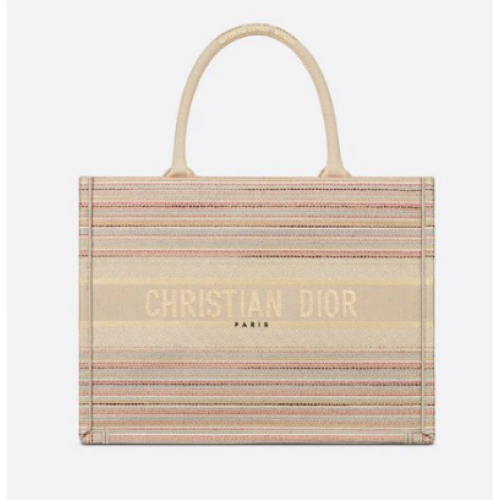GEANTĂ DIOR MICĂ BOOK TOTE Cu dungi multicolore Broderie M1296ZRF