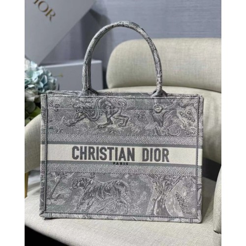 ȘOC DIOR MIC, gri Toile de Jouy Reverse Broderie M1296Z