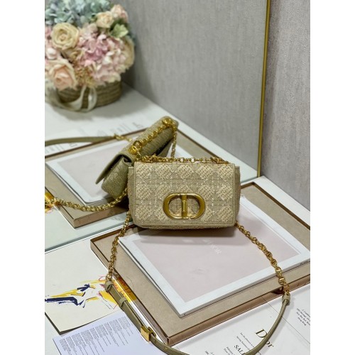 GEANTĂ MICĂ DIOR CARO Broderie maro cu tweed Macrocannage M9241