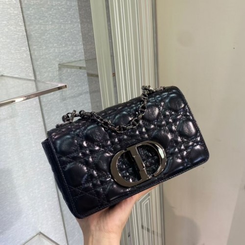 GEANTĂ MICĂ DIOR CARO Gradient Cannage Piele waxată importată M9241 neagră