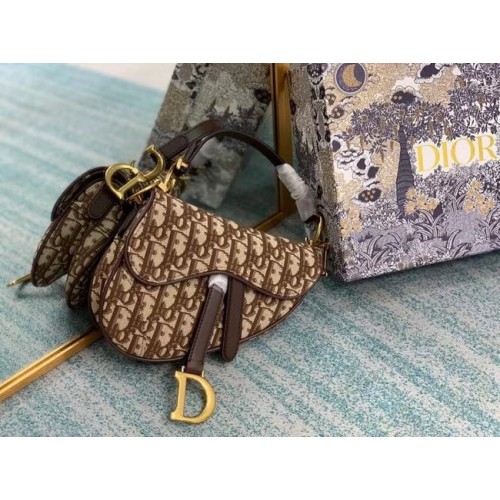 GEANTĂ MICĂ DE ȘA Dior Oblique Brodată M1296ZW Maro