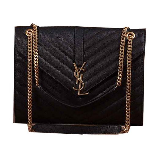 Geantă Saint Laurent Classic Monogram Cannage Pattern Flap Y5480 Negru